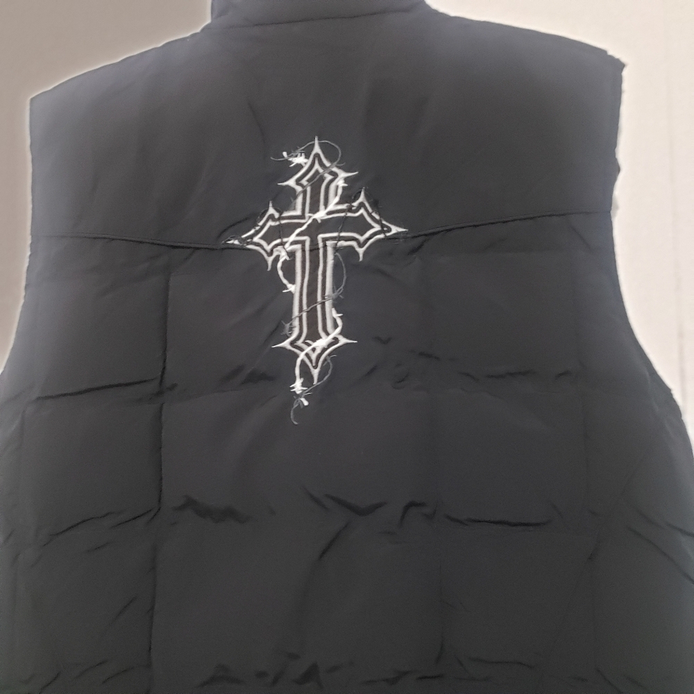 COWBOY....Chrome Hearts Black Puffer Vest..size:M - Picture 7 of 12